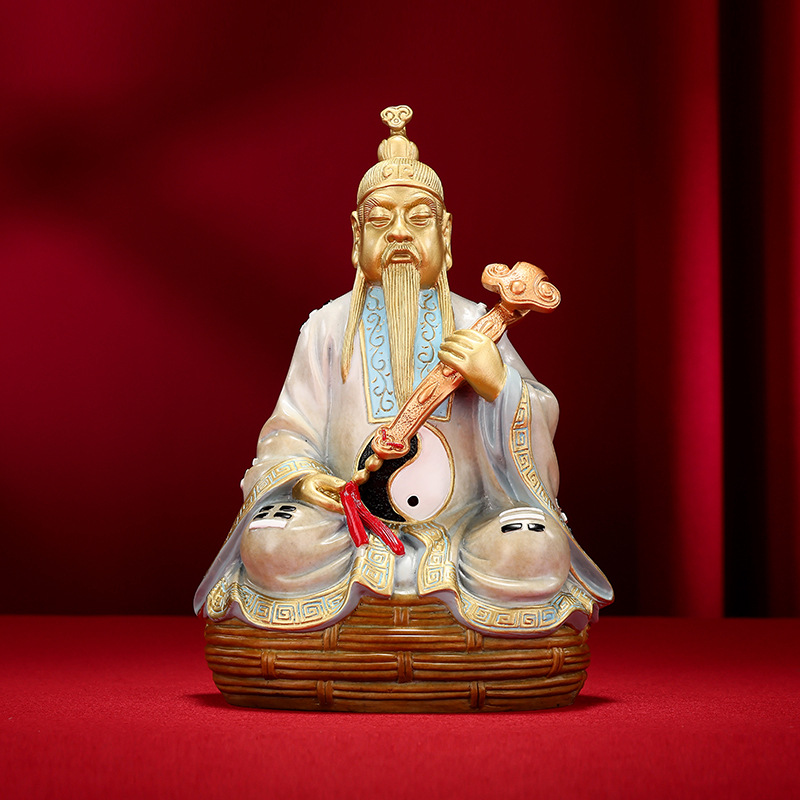 铜欣祥 彩铜三清道祖坐像  三清老祖家居摆件铜工艺品装饰
